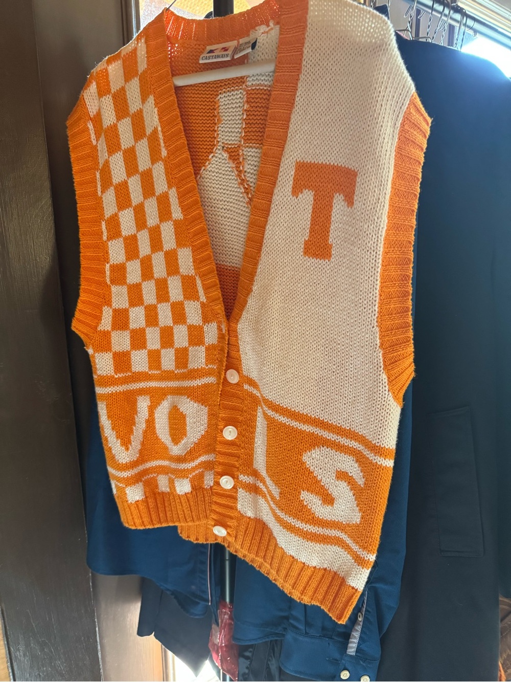 Vintage Orange & White Knit Vest TN VOLS EUC